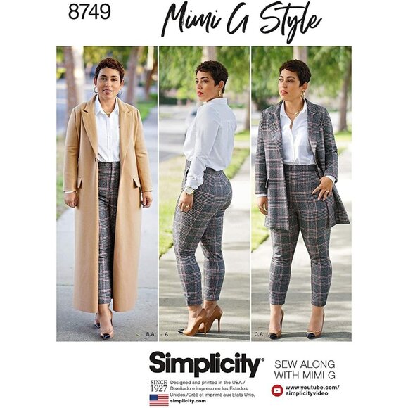 Simplicity Sewing Pattern 8749 MIMI G Coat Pants Trousers Size 20w-28w - Picture 1 of 7